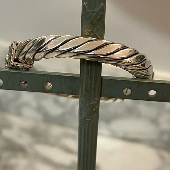 Silpada Rare Sterling Silver & 14k Yellow Gold Bangle Bracelet - Picture 8 of 10